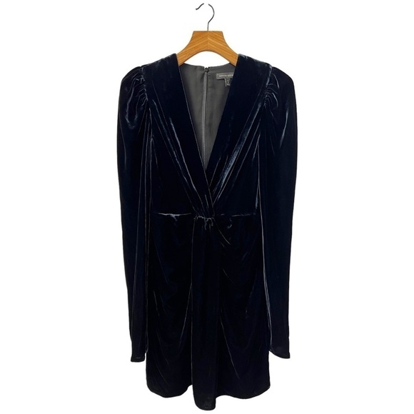 Banana Republic Velvet Twist-Front Deep-V Mini Black Dress 4 Tall NWOT - Picture 5 of 16